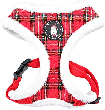 Puppia Christmas Harness - Soft Dog Harness for Small and Medium Dogs - Checkered Red