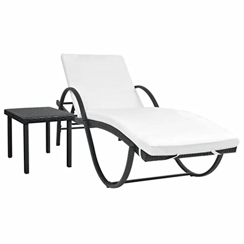 vidaXL Sonnenliege mit Tisch Poly Rattan Gartenliege Strandliege Relaxliege
