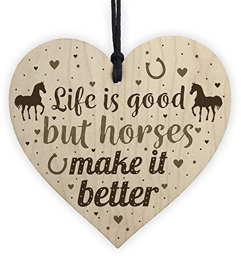 Red Ocean Funny Friendship Gift Horse Gifts For Women Girls Wooden Heart Accessory Stable Wall Door Sign