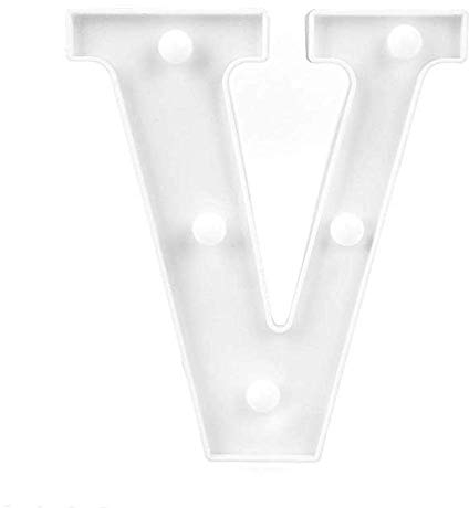 LED Deko Buchstaben - 22 cm A-Z - mit warmen Licht - Lampe beleuchtet Hinstellen Hochzeit Schriftzug Wort Love Home Batterie Lechtdeko Alphabet Ja Liebe Romantisch Wohnzimmer Bar Leuchtbuchstaben (V)