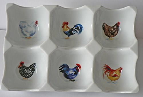 crackinchina Chicken 6 egg holder Ceramic tray to hold 6 eggs