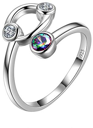Aurora Tears Krebs Ring Sternzeichen verstellbare Ringe 925 Sterling Splitter Mystic Rainbow Topaz Konstellation offener Ring Horoskop Schmuck Geschenk für Frauen und Mädchen DR0087X
