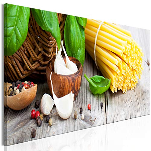 decomonkey Bilder Küche 135x45 cm XXL 1 Teilig Leinwandbilder Bild auf Leinwand Vlies Wandbild Kunstdruck Wanddeko Wand Wohnzimmer Wanddekoration Deko Kochen Kräuter Gewürze