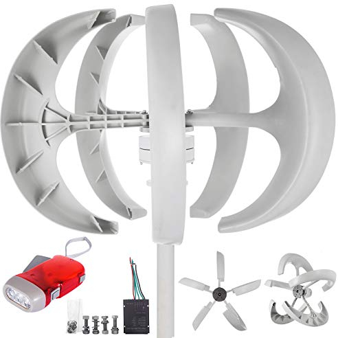 VEVOR Windgenerator 12V Laterne Windkraftanlage Generator 600 W, Eingebauter Controller Haushalt Vertikale Weiß Nylonfaser Windturbine