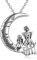 WINNICACA Mutter und Tochter Halskette 925 Sterling Silber Ich liebe dich zum Mond und zurück Anhänger Kette Geschenke für Mama Frauen zum Muttertag