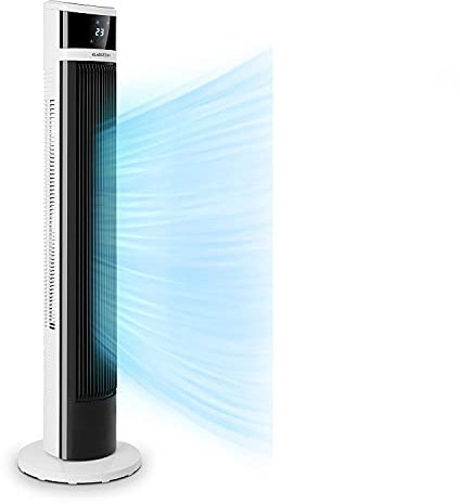 Klarstein Icetower Smart Fan - Standing Fan, Power: 45 Watts, Digital Display, Includes Remote Control, 24-Hour Timer, 3 Wind Modes, 100 m³ / h, Smart: WiFi Connection, Colour: Black and White