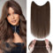 Extensions Echthaar mit transparenter Schnur, Silk-co Wire in ExtensionsMittelbraun 60g, Secrets Hair Extensions, Unsichtbarem Haar Extensions Haarverlängerung für Frauen 40cm #04