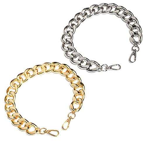 Zasvec Taschenhenkel Kette 2 Stücks Metall Kurze Taschengurte Handtaschenkettenriemen Taschenkette Metall Legierung Taschenkette Handtasche Kette Griff Metallbeutelriemen