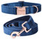 ARING PET Dog Collar and Lead Set, Blue Velvet Dog Collar and Leash with Metal Buckle, Comfortable and Adjustable Pet Collar Set for Boys&Girls Dogs, X-Small