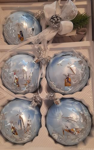 Adventdekoration Eisblau 10cm Kugel 5er Set