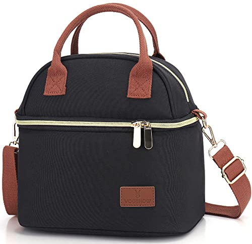 Vogshow Kühltasche Klein Doppeldeck Lunchtasche Große Kapazität Lunch Bag mit Schultergurten