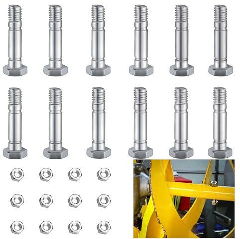 12 Stück 710-0890 Scherstifte mit Muttern, kompatibel mit MTD Cr-aftsman C-ub Cadet Troy-Bilt Schneefräse 910-0890A 7100890 9100890 - 710-0890A Scherbolzen 5/16-18 x 1,5, passend für zweistufige
