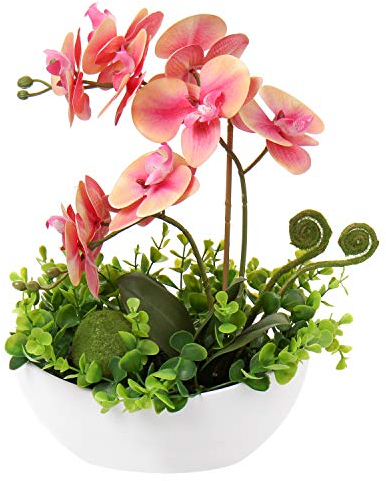 Kunstpflanze Orchideen Künstliche Deko Blumen Kunstblumen Wie Echt Mit Real-Touch Blüten im Keramiktopf Tischdeko Fensterbank Deko, Höhe 35cm, Rosa
