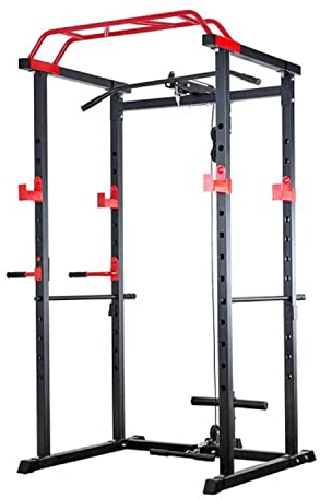2021 HyGYM Multi-Gym Squat Rack With Dual cable pulley System Home Gym Power Rack - Red