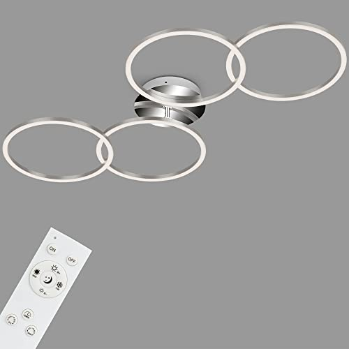 BRILONER - LED Deckenlampe mit Fernbedienung, dimmbar, einstellbar von warmweiß bis kaltweiß, LED Lampe, Deckenleuchte, Wohnzimmerlampe, Schlafzimmerlampe, Küchenlampe, 95,8x53x10 cm, Aluminiumfarbig