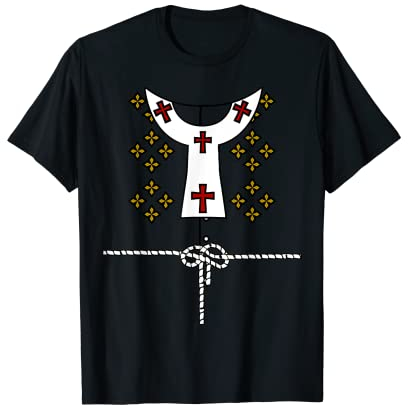 Mittelalter Priester Mönch Gedruckt Seil Gürtel Halloween Kostüm T-Shirt