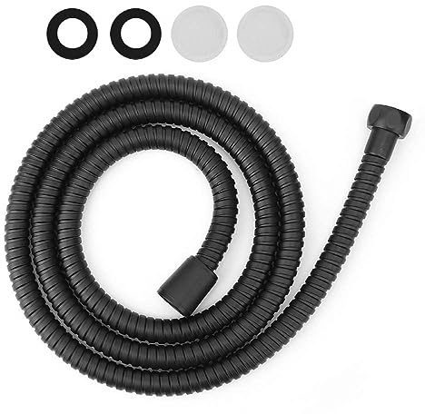 Tuyau de douche, 1,5 m Flexible de Douche noir mat en acier inoxydable haute pression flexible tuyau de douche à main raccords de tuyau de pommeau de douche,Avec protection Anti-Torsion
