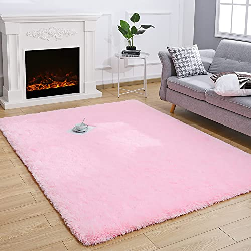 ROHATIM Hochflor Teppich Rund Wohnzimmer Super weich Shaggy Teppich Flauschiger,Soft Area Rug Schlafzimmer Teppiche Super weich Fluffy Kindermatte(grau,100 x 253 cm)