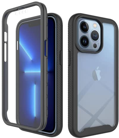 360 Full Body Protective Case with Screen Protector for iPhone 13 Pro (6.1-inch) [Shockproof], [Dustproof] - Protective Cover with Rubber Bumpers, Clear Back that Maintains Original Phone Design