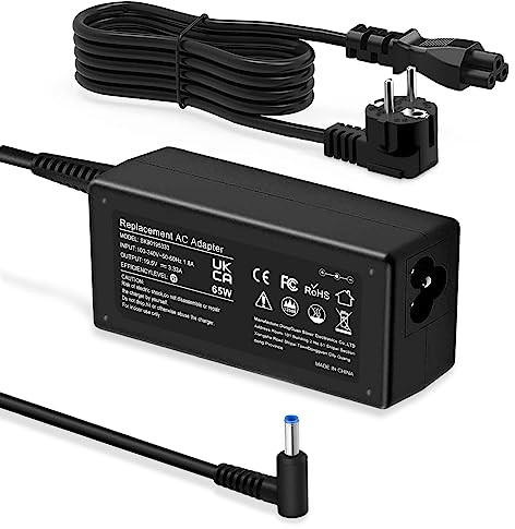 HP Chargeur Ordinateur Portable 65W, 19.5V 3.33A Alimentation pour Pavilion x360 11 13 15, ProBook 450 430 440 446 455 470 G8 G7 G6 G5 G4, EliteBook 840 G5 (4.5mm * 3mm)