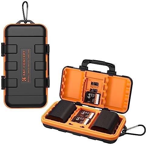 K&F Concept Estuche para Batería de Cámara y Tarjeta de Memoria, Impermeable y a Prueba de Golpes, para 2 Baterías de Cámara u 8 Pilas AAA/AA, 2 Tarjetas CF o 2 XQD, 4 Tarjetas SD y 6 Tarjetas TF