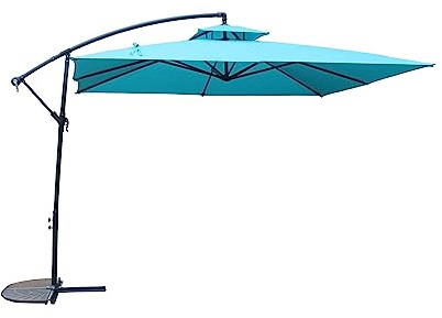 CONCEPT USINE | Parasol Déporté Carré Inclinable 3X3 m Capri Bleu| Terrasse Balcon Jardin | Baleines Armature et Pied Acier | 100% Polyester | Réglable en Hauteur | Protection UV 50+ Waterproof