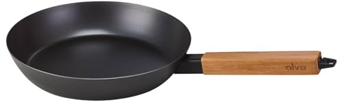 Alva Forest 8” Carbon Steel Frying Pan – Pre-Seasoned, Lightweight Chef-Grade Skillet with Stay-Cool Acacia Handle, Natural Nonstick, Induction & All-Stove Compatible – Professional Restaurant Quality