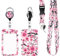 BKBKAAK Rosa Blumen-Schlüsselband mit Ausweishalter und einziehbarem Spulenclip, ästhetisches Schlüsselband für Mädchen, mit Ausweis, Namensschild, Halter für Schlüssel, Schule, Büro