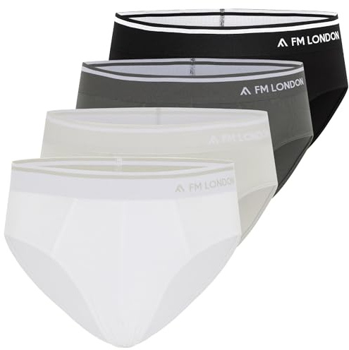 FM London 4er-Pack Herren-Bambus-Slips – Bequeme Unterwäsche Slips ohne Etiketten – Stretch Unterhose ohne Öffnung vorne