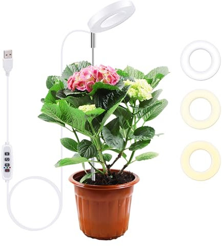 Mcbazel Plant Growing Light, 48 LEDs Full Spectrum Growing Light Lamp for Indoor Plant,10 Adjustable Brightness 180° Rotatable with Auto On/Off Timer 3/9/12H for Small Plant