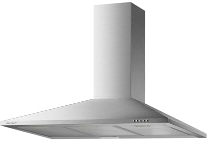 Hotte de Cuisine Décorative Inox 90cm - Pyramide 338 m3/h - Evacuation ou Recyclage
