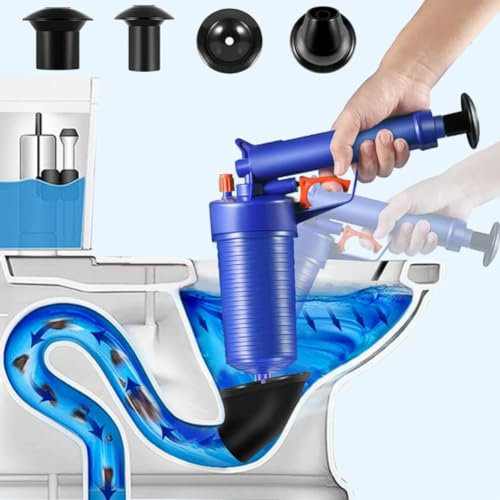 Air High Pressure Drain Pump Pipe Dredge Tool,Toilet Plunger,kitchen sink plunge, sink unblocker tool,drain blaster,Unblocker with 4 Suckers for Kitchen Sink Bat