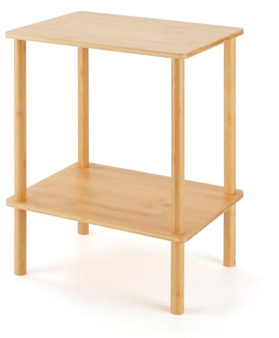BAM BOO BOX Bambus 2-stufiger Beistelltisch - Wohnzimmertisch - Nachttische - Tisch Wohnzimmer - Kleiner Tisch - Nachttisch Schmal - Couchtisch Klein