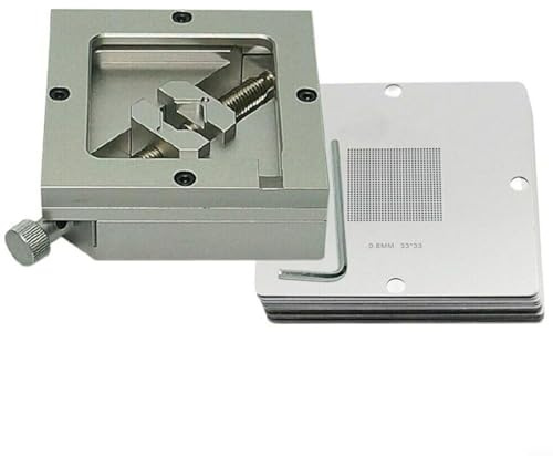 EXTRWORY BGA Robuste Tischschablonen-Halterung, Klemme, Leiterplatte mit 10 Stück, universelles Schablonen-Reballing-Set, 90 mm, Reball-Station, Vorrichtung, Hitzeschablonen, Nacharbeitsnetz (nur 10