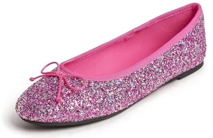 Feversole Ballerina in Vernice Colorata con Cuscino in Memory Foam per amaretti da Donna Glitter Rosa per Le Vacanze 39 EU