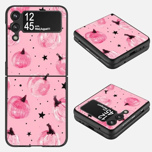 RMJKXQZG Schutzhülle für Samsung Galaxy Z Flip 4, ultradünn, mattes Polycarbonat mit Rundumschutz [Anti-Fall] [kratzfest], HD-Schutzhülle für Z Flip 4 (2022) 6,7 Zoll, rosa Kürbis-Stern
