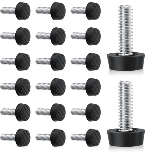 NQEUEPN 20pcs M6 Pieds de Chaise à Visser Métriques, Fer Galvanisé et ABS Réglables Niveleurs de Meubles Pieds de Meubles de Patio Antidérapants pour Tables Chaises Tabourets Armoires de Cuisine