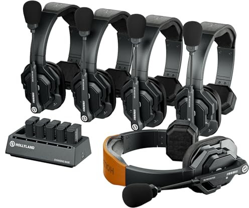 Hollyland Solidcom SE Full Duplex 5-User ENC Noise Cancellation Wireless Intercom Headset System 350m Team Communication with PTT Mute Single Ear Headset for TV Film Production Drone (2.4G Version)