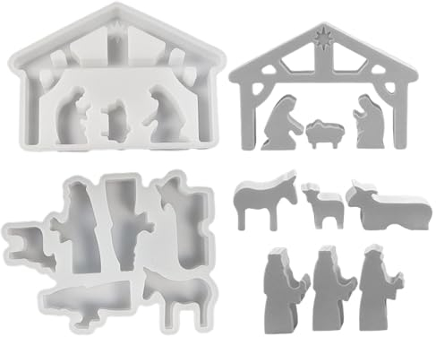 Krippen Kerzenform | 2 Stück Krippenfiguren Silikon | Silikonformen Gießformen Hausförmige Krippenfiguren | Gipsform Weihnachten Krippe Silikonformen Tischdekorationen