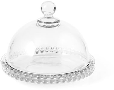 H&H-Collier, piatto con cupola, in vetro trasparente, diametro di 19,5 cm