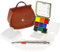 Funto Taschen Wasserfarben Set, Reise Mal Set mit 9 Farben, Leder Schultertasche, Farbwasserbecher, Nylon Bürste, Staubbeutel, 2 faltbare Paletten und Mini Wasserfarbenseiten