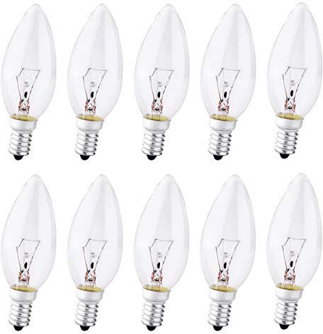 10 Pack E14 Small Screw Light Bulb, Dimmable Candle Bulbs 40W, 2700K Warm White, 230V