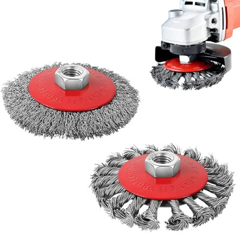 Drahtbürste Set, Drahtbürste Bohrmaschine, Drahtbürste Winkelschleifer Flex, 2PCS Drahtbürsten Set für gründliche Reinigung 1/4 Zoll für Reinigen und Schleifen Von Wire brush