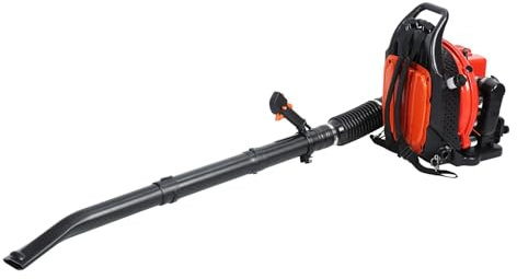 funrautz Rucksack-Benzin-Laubbläser, 63 cc 2-Takt-Gartengebläse, 665 CFM Luftstrom, 1,7 l Kraftstofftank, Gas-Laubbläser für Terrasse, Hof, Schneestaub, Schmutz, weht rot
