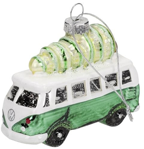 Volkswagen 3A2087790GT1 Weihnachtsbaumanhänger VW T1 Bulli Tannenbaum Weihnachten Schnee Glitzer, grün