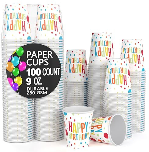 Exquisite Bicchieri di carta usa e getta da 255 ml, 100 bicchieri di carta per bevande calde/fredde, tazze usa e getta durevoli da 280 g/m² tazze da tè caldo e tazza da caffè da asporto, bicchieri di