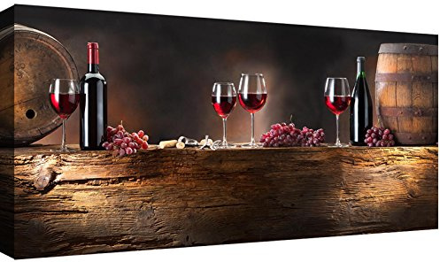 canvashop Quadri Moderni Cucina Vino Rosso Cantina botti 140x70 cm | Stampa Su Tela canvas, bar ristoranti