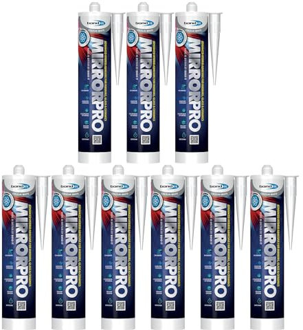 Bond It MIRROR PRO Hybrid Polymer Mirror Adhesive – 9x White, 285ml | High Strength Adhesive Solvent-Free – Non-Corrosive – Quick Cure | Interior Use Adhesive Silicone for Mirrors – Glass – Ceramics