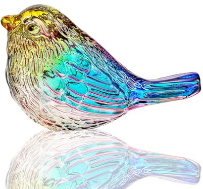 H&D HYALINE & DORA Figura de pájaro de cristal colorido de 3 pulgadas, en miniatura, de vidrio soplado, pájaros, regalos para amantes de las aves, mujeres, hombres, animales, figuras coleccionables