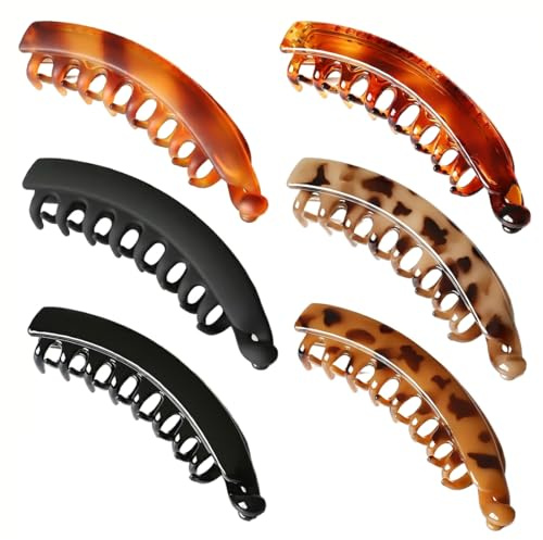 COYUN 6 Pièces Grandes Pinces à Banane Métal Vintage pour Femme, Clips à Cheveux Antidérapants, Barrettes Queue de Poisson pour Tenue Élégante